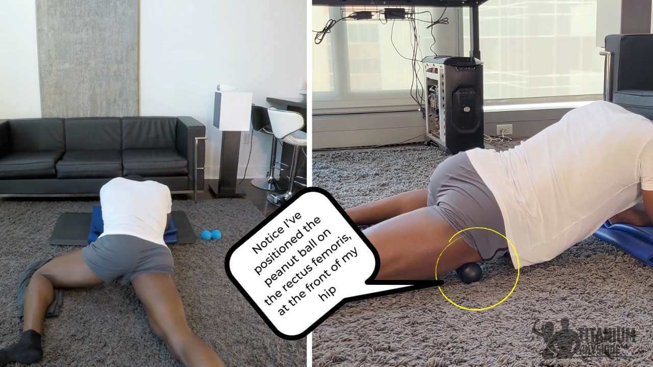 rectus femoris exercise Nurudeen performs a rectus femoris self-massage exercise