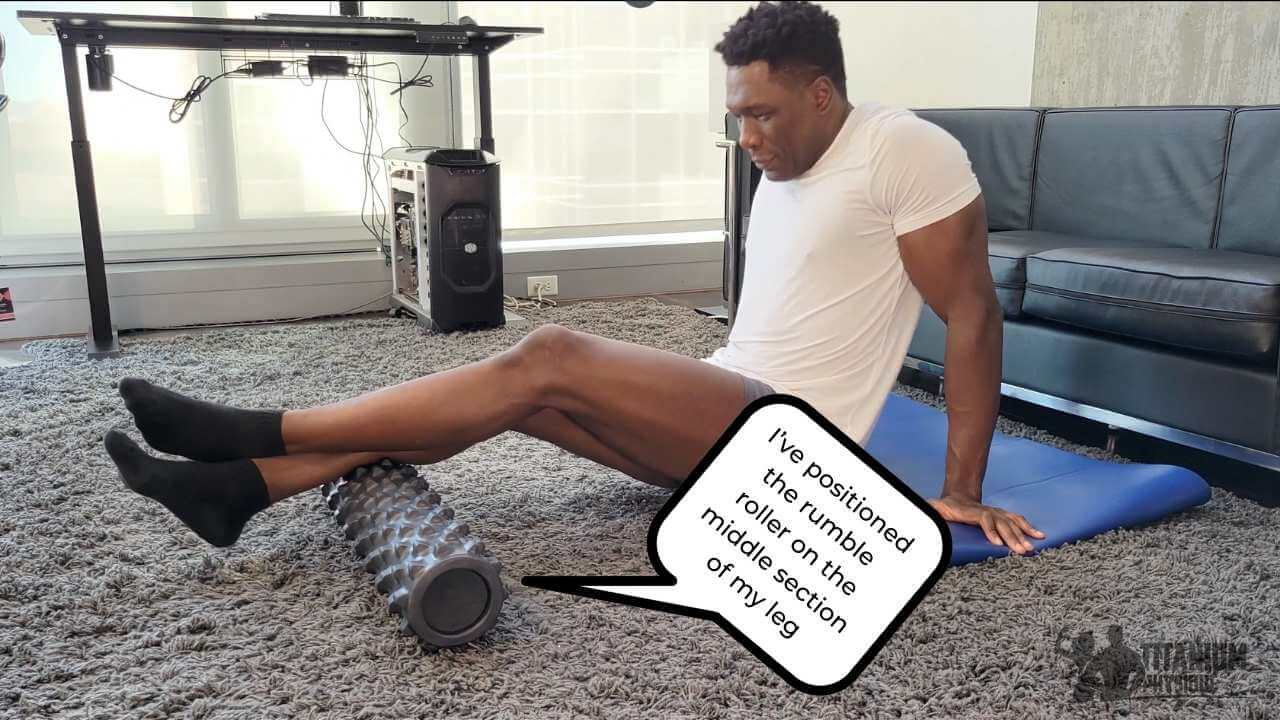 Nurudeen performs a soleus self-massage exercise for heel pain